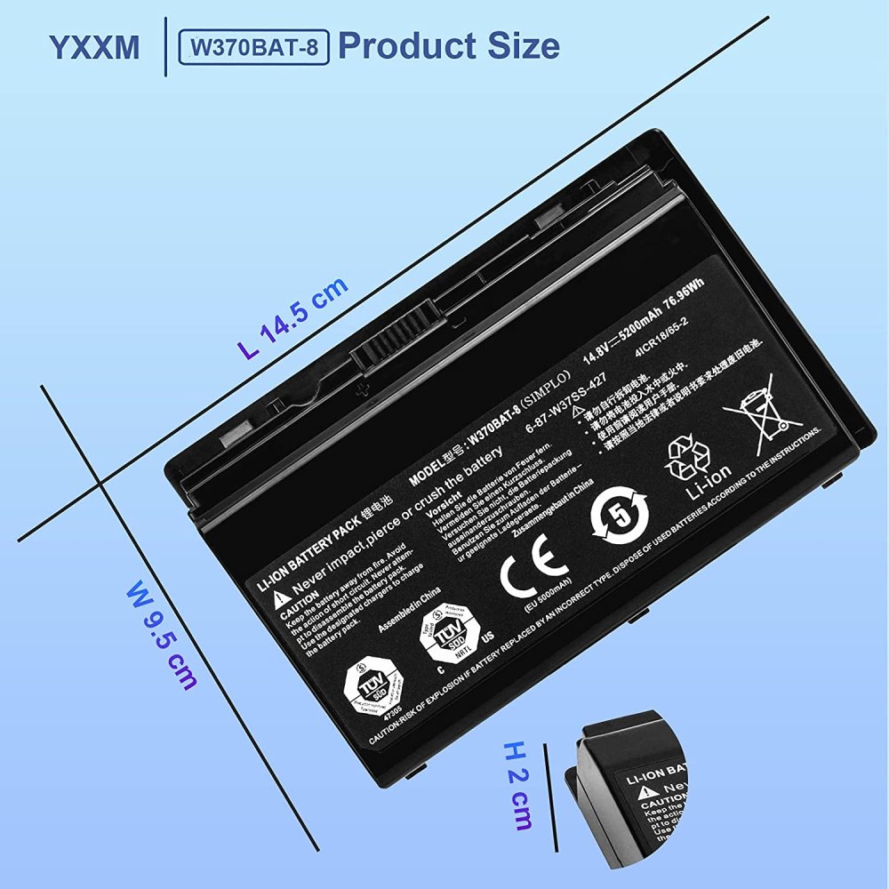 5200Mah Clevo W350ET W350ETQ W370ET W350ST W350STQ W370ST Akku