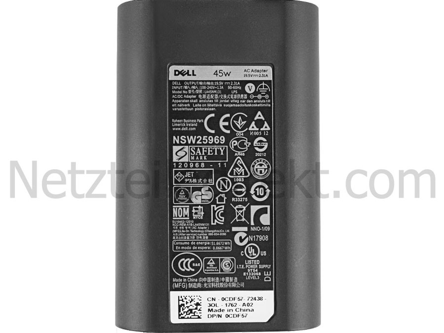 Original 45W Dell XPS 13 9333 9343 P29G Netzteil