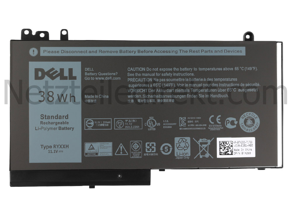 Original 38Wh 3-Zellen Dell Latitude 11 3150 P21T001 Akku