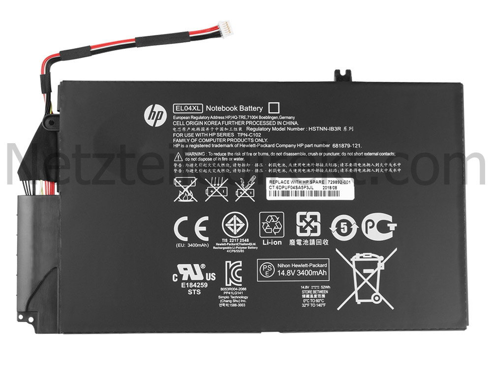 52Wh HP Envy TouchSmart 4-1231tu 4-1236tu 4-1239tu Ultrabook Akku