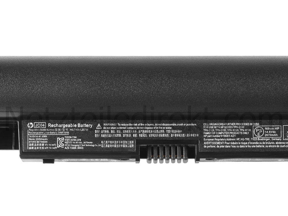 2850mAh 41.6Wh 4 Zellen HP JC04 Akku