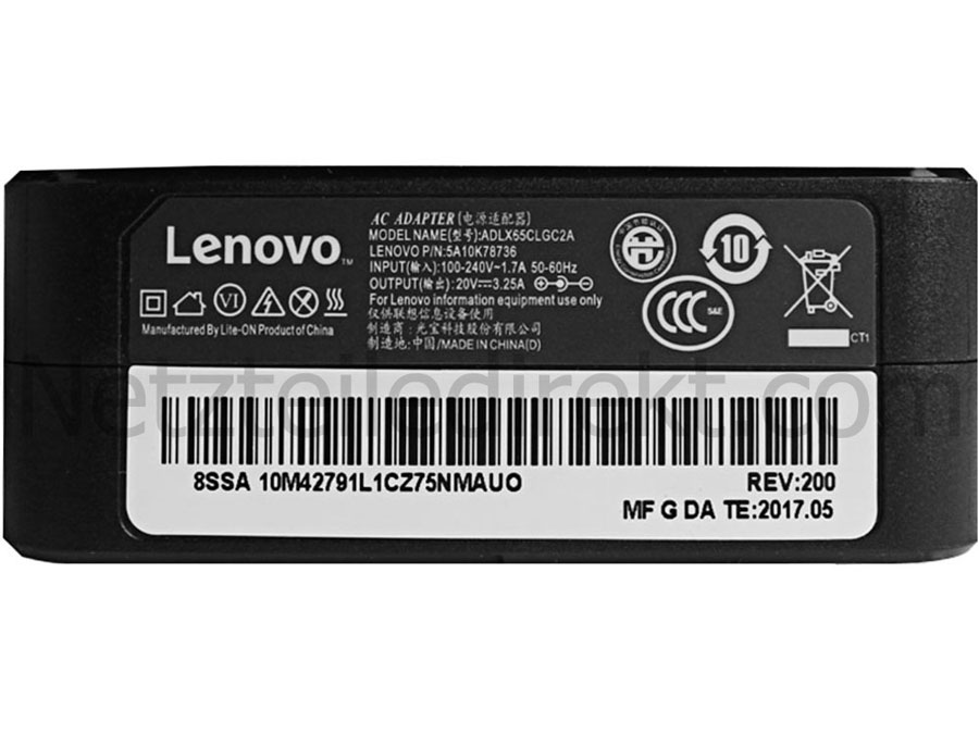 Lenovo 20V 3.25A 65W adlx65ccge2a Netzteil Ladegerät + Frei Ladekabel