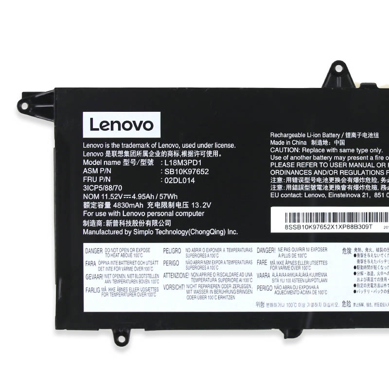 Original 4950mAh 57Wh 3 Zellen Lenovo ThinkPad T490s Akku