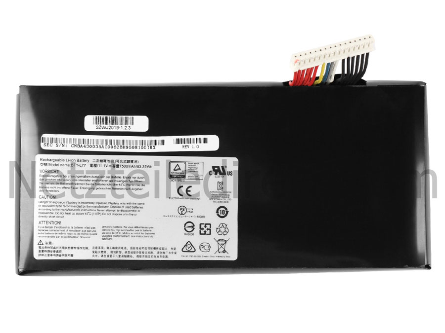 7500mAh 83.25Wh 9 Zellen MSI WT72 6QN-218US Akku