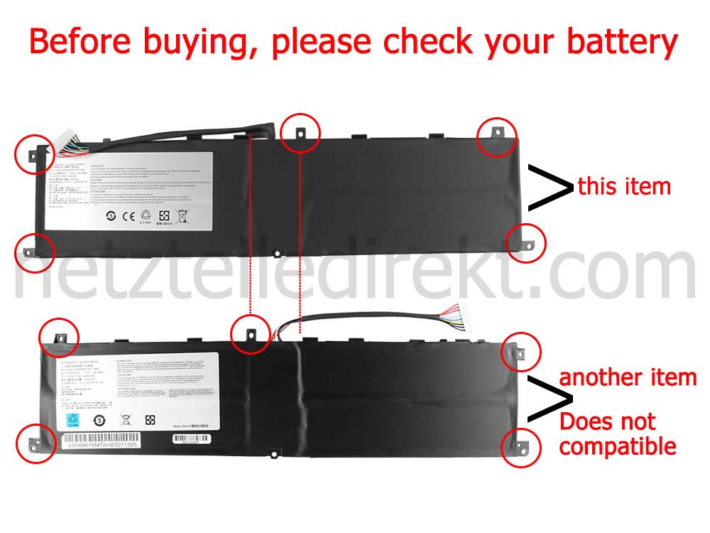 5380mAh 4 Zellen MSI BTY-M6L Akku